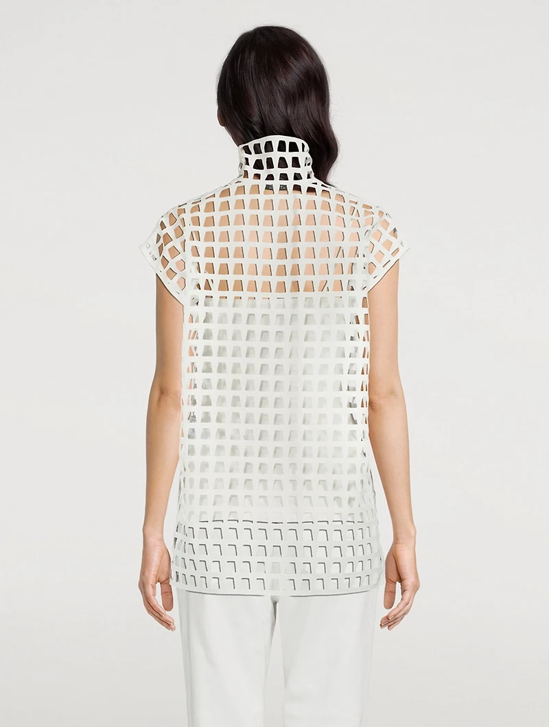 Open Grid Tunic Blouse