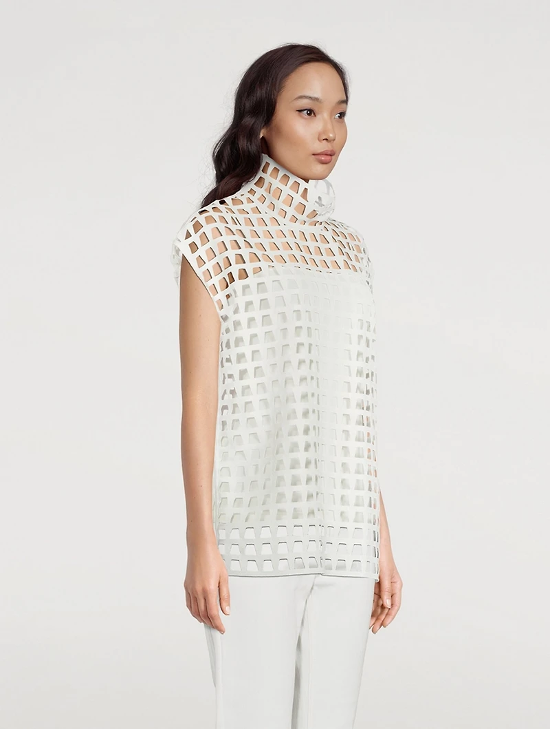 Open Grid Tunic Blouse