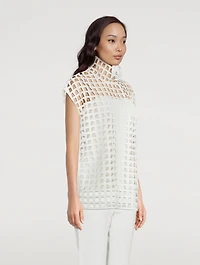 Open Grid Tunic Blouse