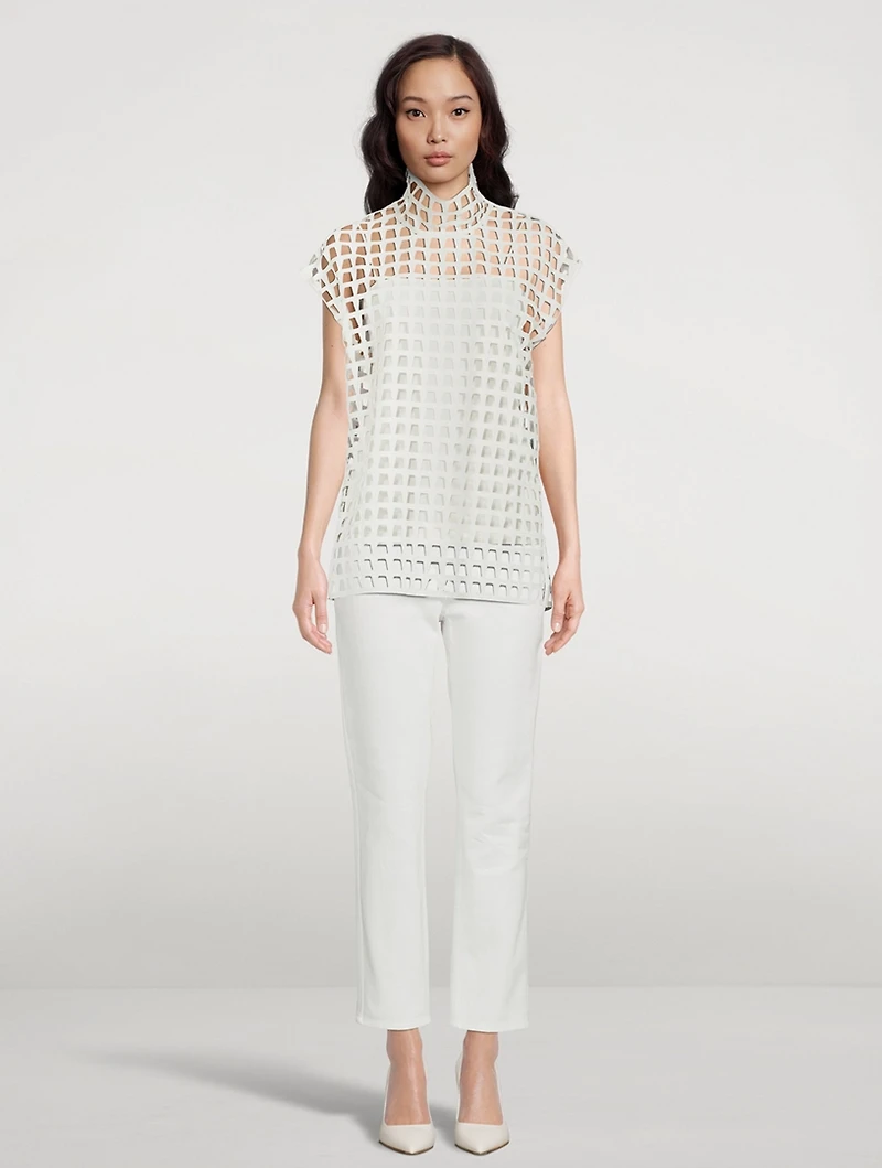 Open Grid Tunic Blouse