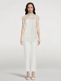 Open Grid Tunic Blouse
