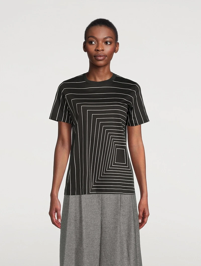 Cotton T-Shirt Trapezoid Print