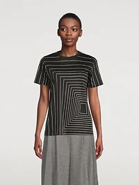 Cotton T-Shirt Trapezoid Print