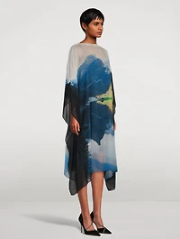 Silk Crepe Caftan Dress Seealpsee Print