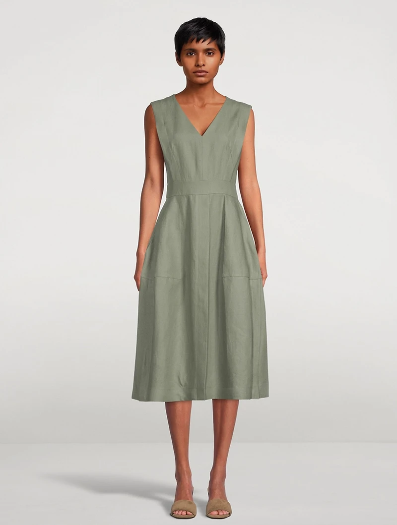 Linen Crepe Midi Dress