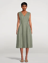 Linen Crepe Midi Dress