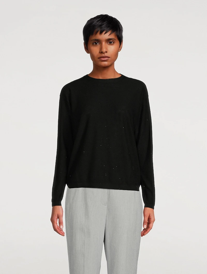 Sequin-Embellished Drawstring Sweater