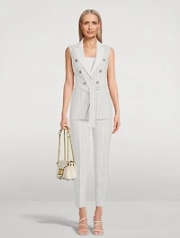 Georg Belted Sleeveless Blazer Stripe Print