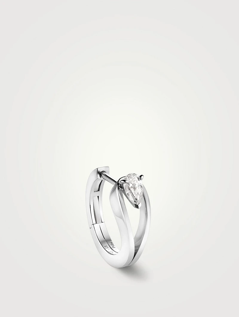 Serti Inverse 18K White Gold Earring With Diamond