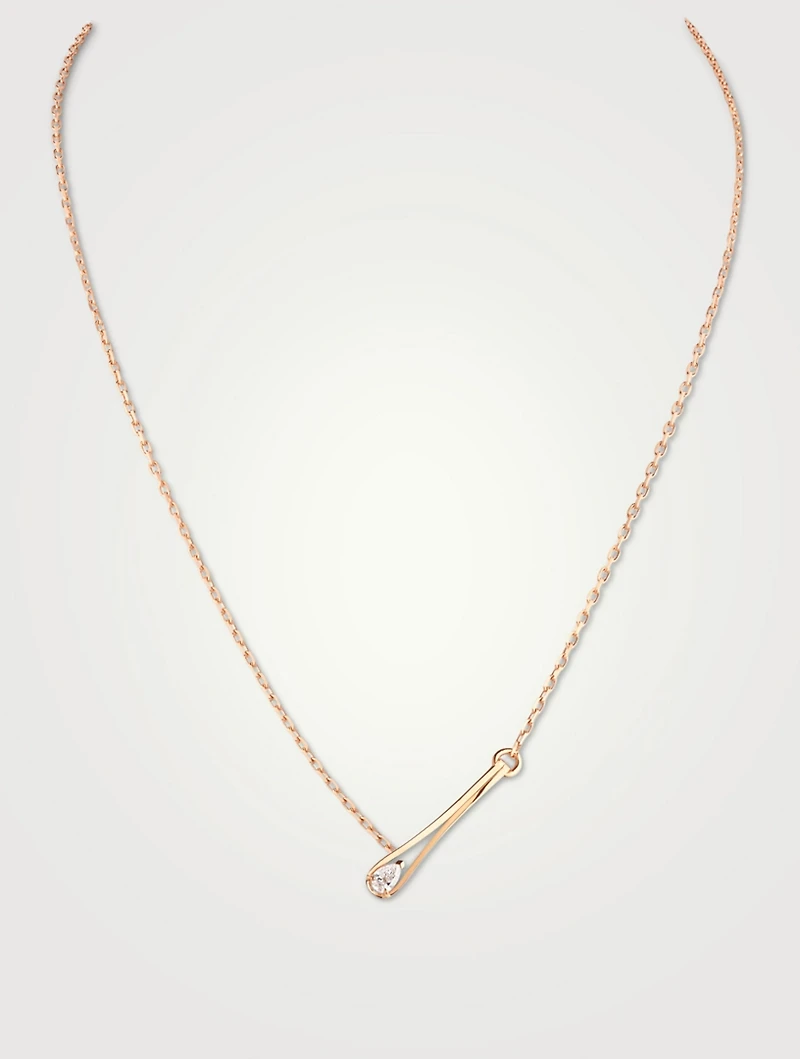 Serti 18K Rose Gold Inverse Pendant Necklace With Diamond