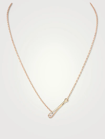 Serti 18K Rose Gold Inverse Pendant Necklace With Diamond
