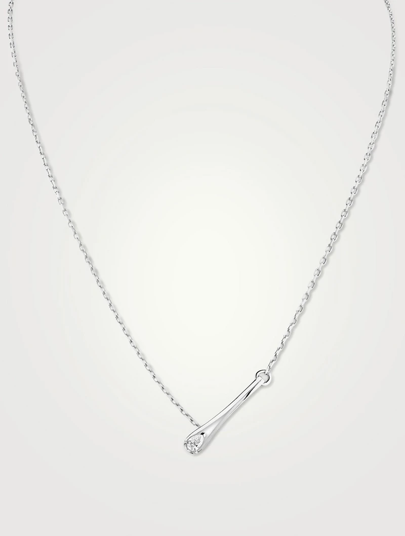 Serti 18K White Gold Inverse Pendant Necklace With Diamond