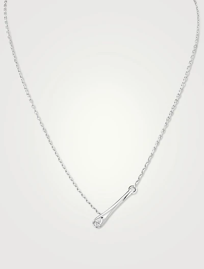 Serti 18K White Gold Inverse Pendant Necklace With Diamond