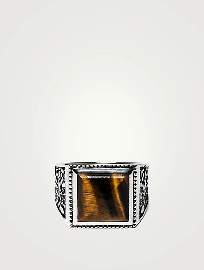 Sterling Silver Buick Ring With Tiger Eye