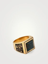 14K Gold-Plated Buick Ring With Bloodstone
