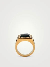 14K Gold-Plated Buick Ring With Bloodstone