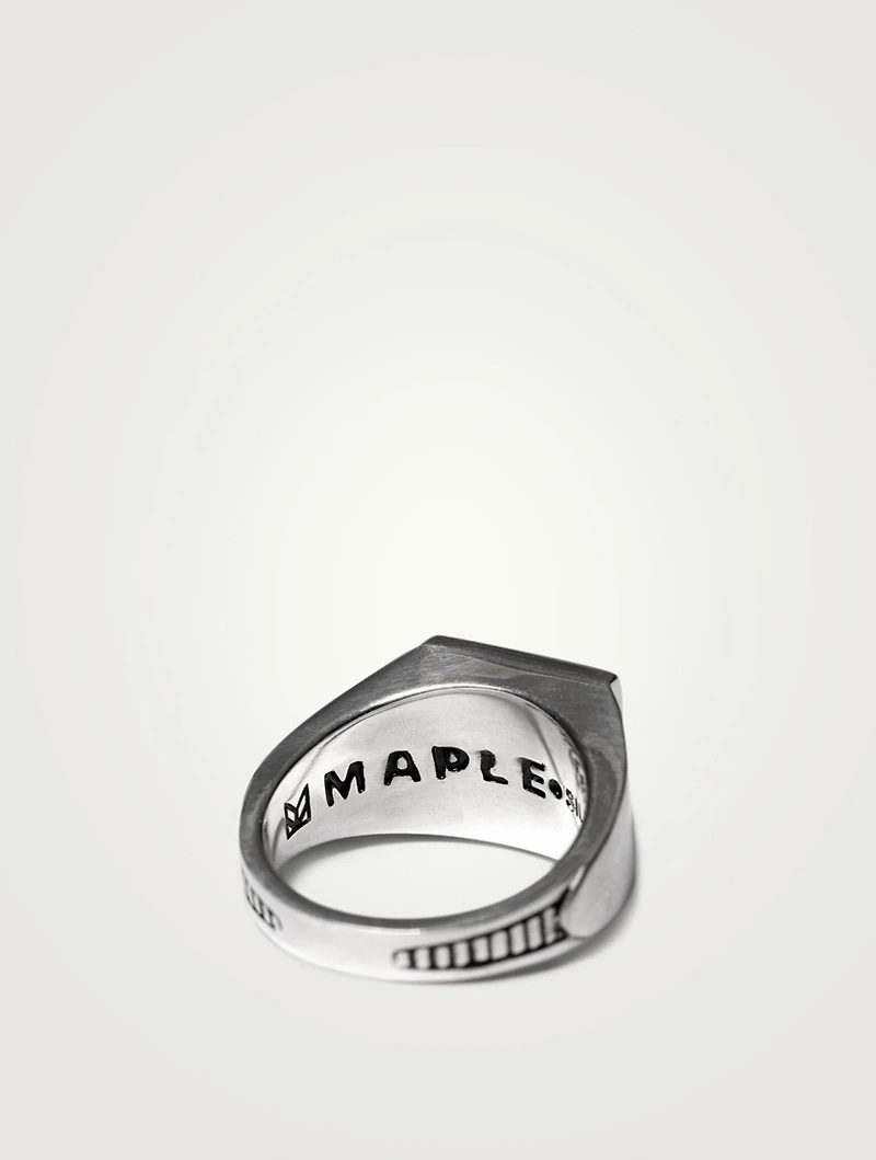 Sterling Silver Collegiate Ring With Labradorite
