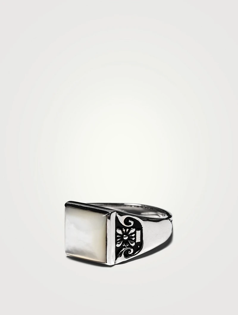 Sterling Silver Collegiate Ring With Pearl