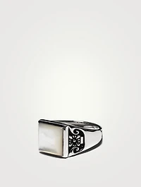 Sterling Silver Collegiate Ring With Pearl