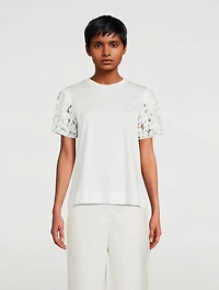 Cotton T-Shirt With Leaf Appliqué