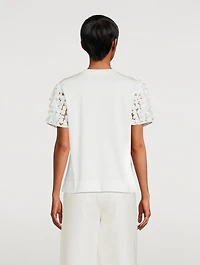 Cotton T-Shirt With Leaf Appliqué