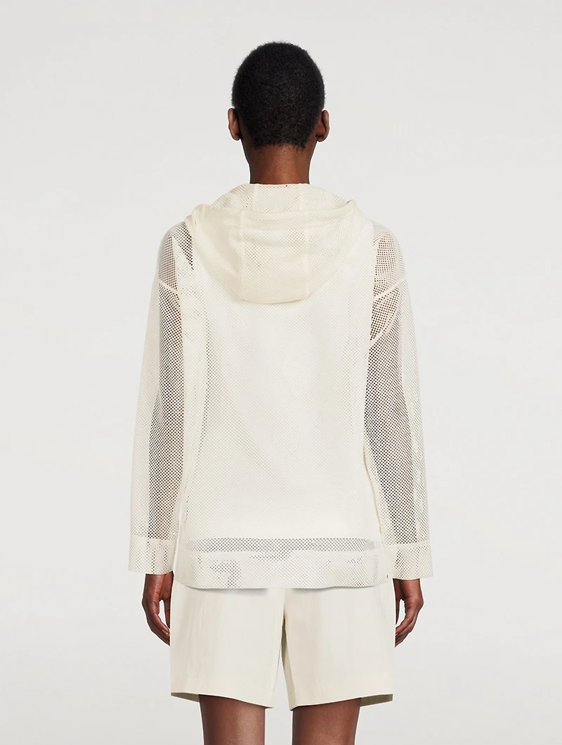 Techno Mesh Zip-Front Hoodie