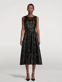 Belted Cut-Out Vegan Leather Midi Dress
