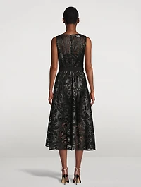 Belted Cut-Out Vegan Leather Midi Dress