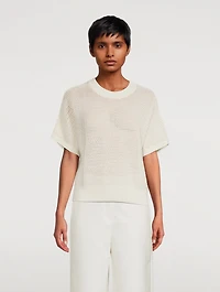 Short-Sleeve Crochet Sweater