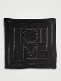 Embroidered Monogram Silk Scarf