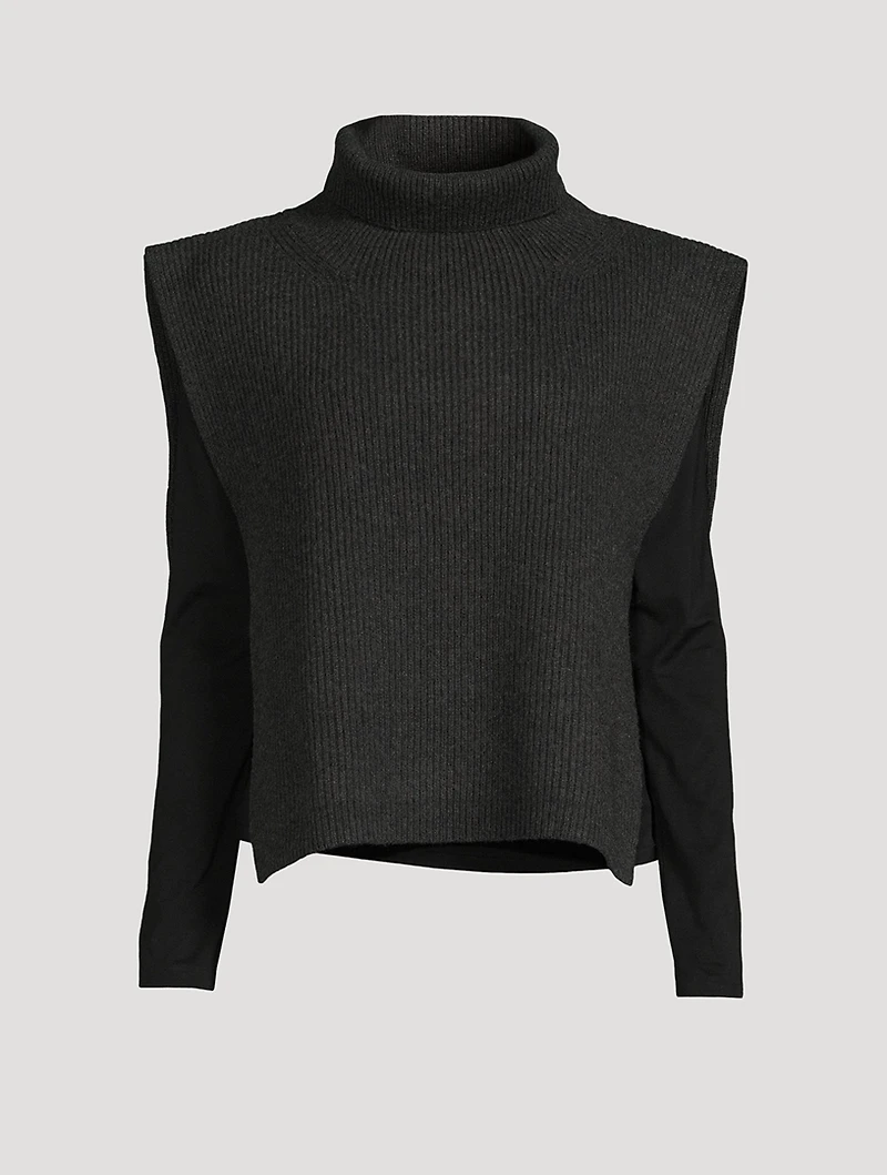Ribbed Lambswool Poncho Bib