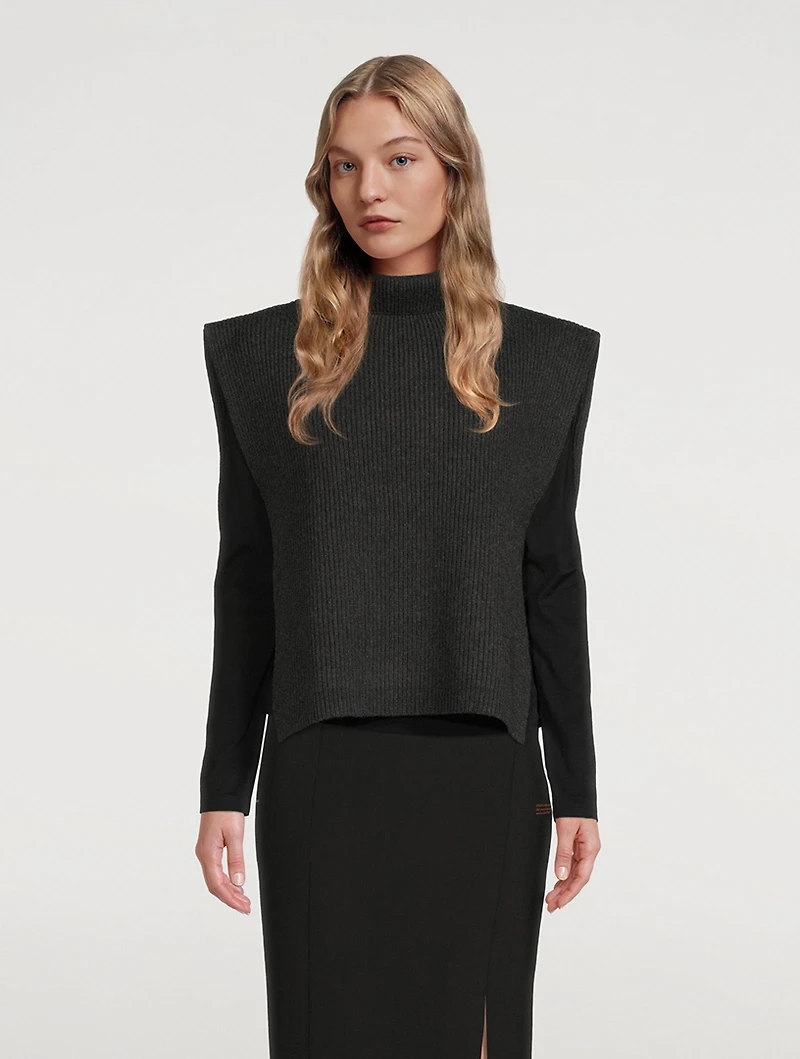 Ribbed Lambswool Poncho Bib