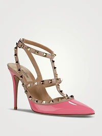 Rockstud Patent Leather Ankle-Strap Pumps