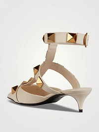 Roman Stud Leather Ankle-Strap Pumps