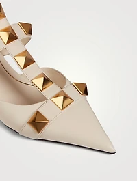 Roman Stud Leather Ankle-Strap Pumps