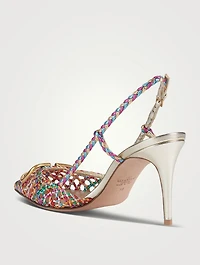 VLOGO Woven Leather Slingback Pumps