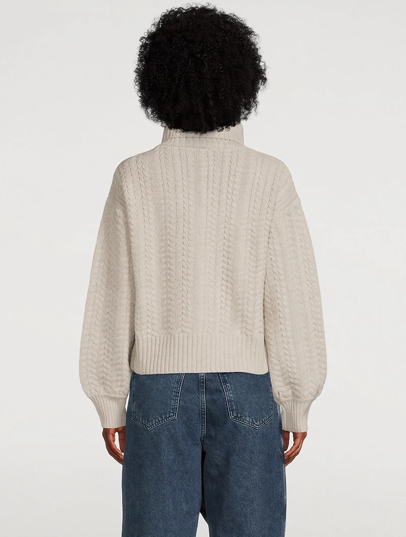 Recycled Wool Cable Knit Turtleneck Sweater