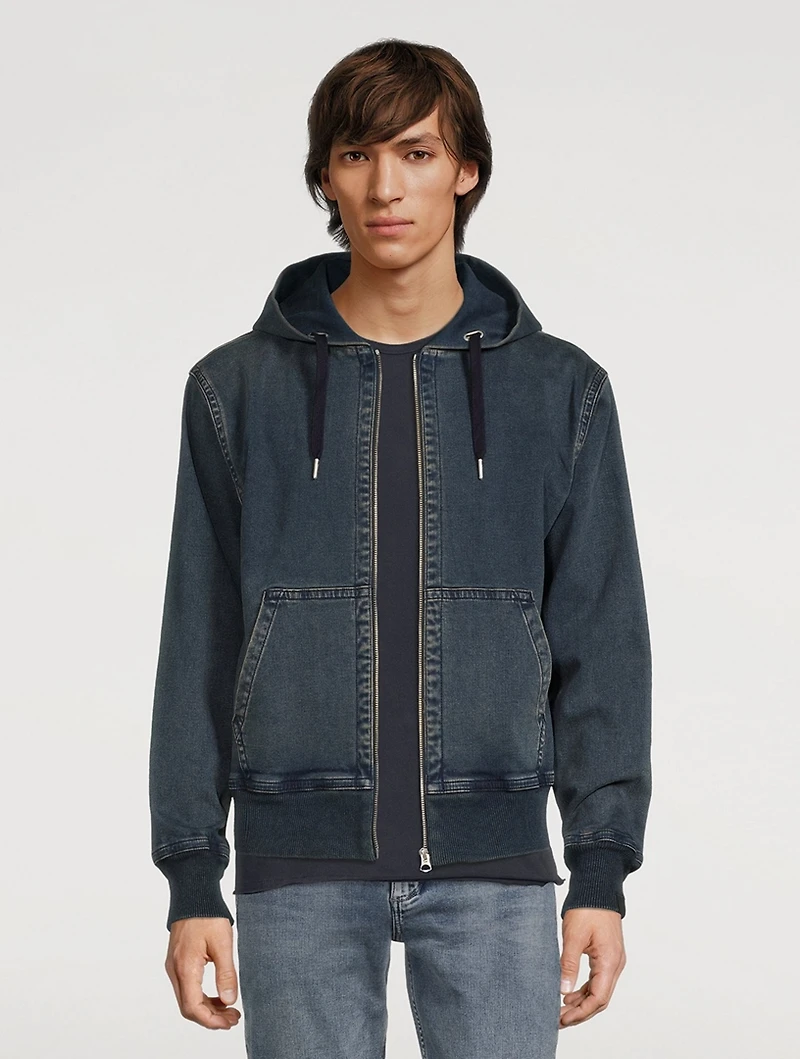 Damon Zip Loopback Denim Hoodie
