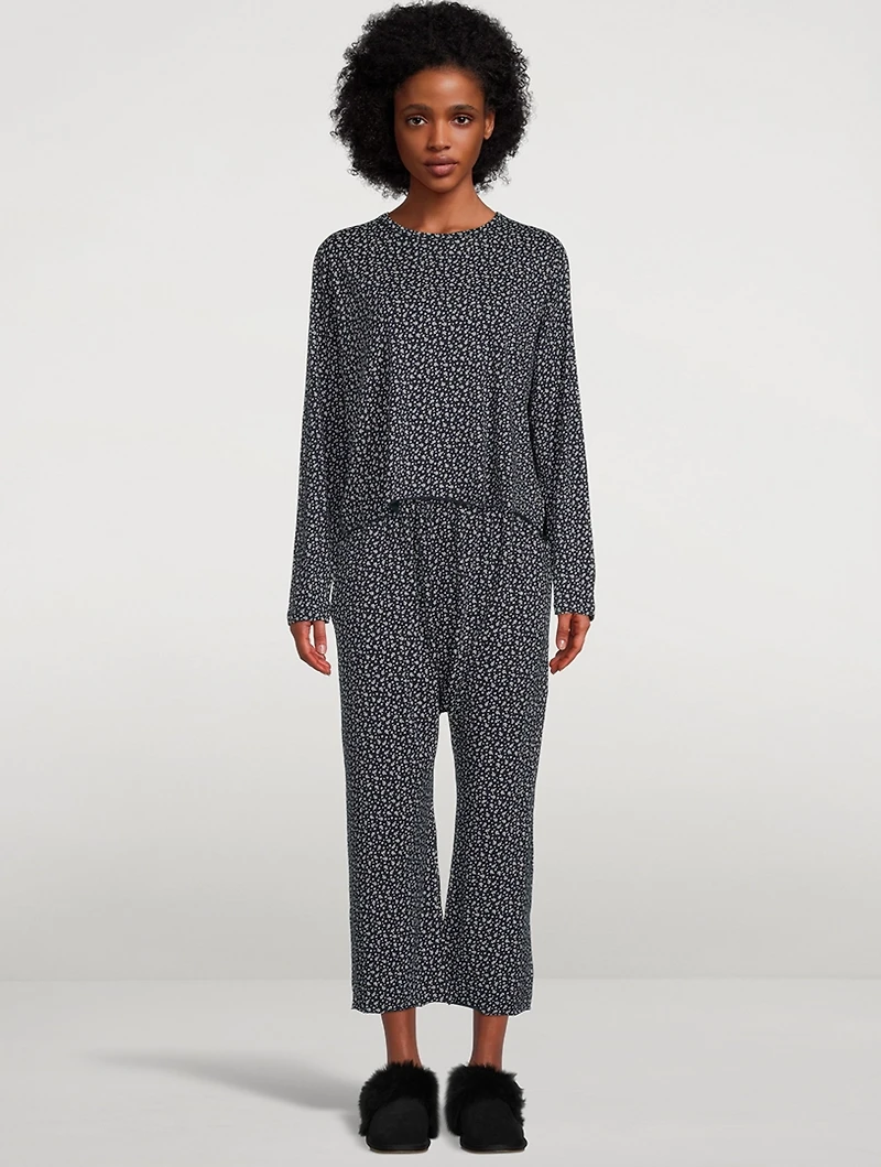 The Lounge Crop Pants Leaf Print