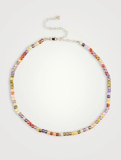 Beaded Necklace With 14K Gold Diamond Rondelle
