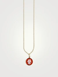 14K Gold Hamsa Pendant Necklace With Diamond