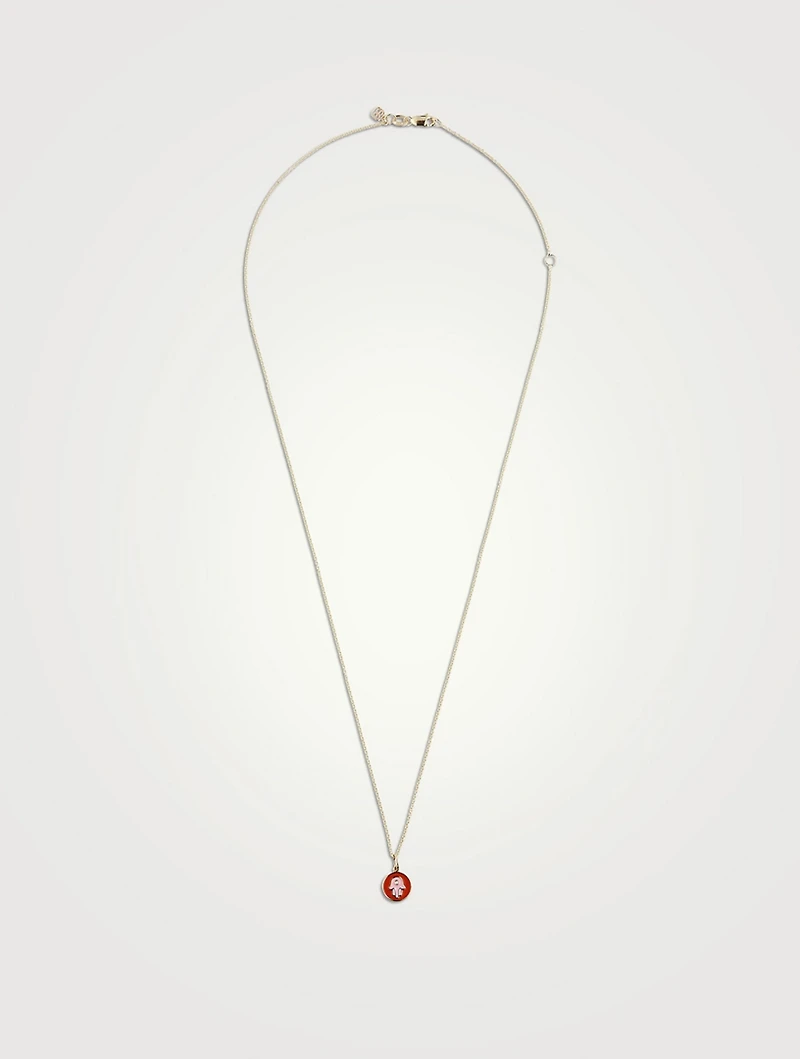 14K Gold Hamsa Pendant Necklace With Diamond