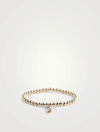 14K Gold Beaded Bracelet With Yin Yang Charm