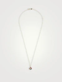 14K Gold Evil Eye Pendant Necklace With Multicolour Stones