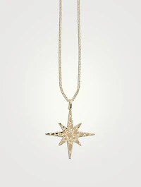 Large 14K Gold Starburst Pendant Necklace