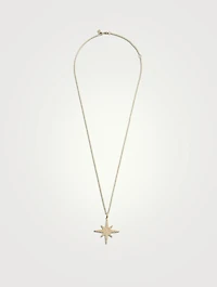 Large 14K Gold Starburst Pendant Necklace