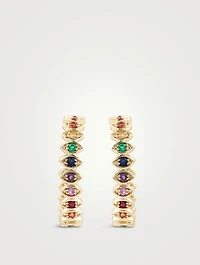 14K Gold Evil Eye Hoop Earrings