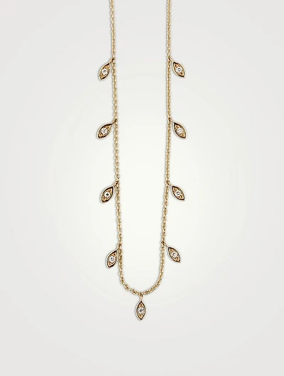 14K Gold Marquis Fringe Necklace With Diamonds
