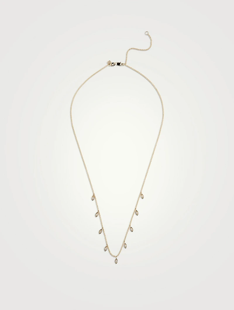 14K Gold Marquis Fringe Necklace With Diamonds