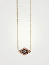 14K Gold Enamel Groovy Eye Necklace With Diamonds